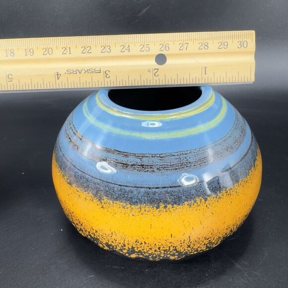 Hand Made Studio Pottery Signed Grammichble Round Bottom Stoneware Vase Vessel - Picture 3 of 12